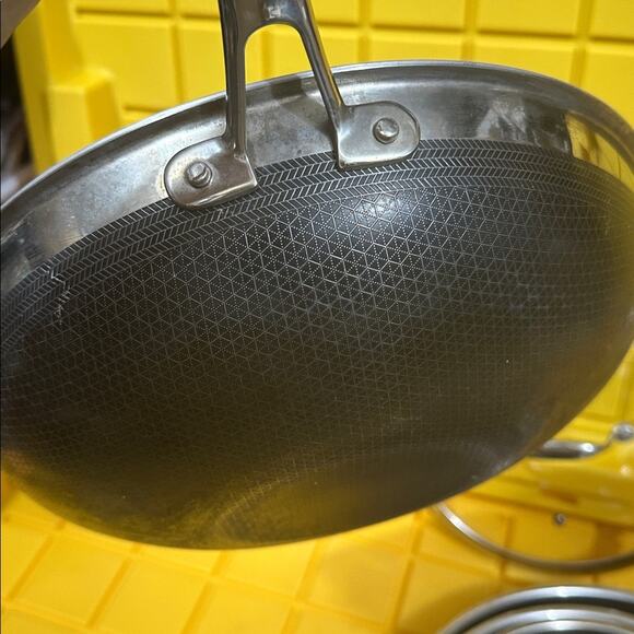 HEXCLAD Hybrid 7 Piece Nonstick Stainless Steel Frying Pan Set 8 10 12" Lids Wok - Picture 4 of 10